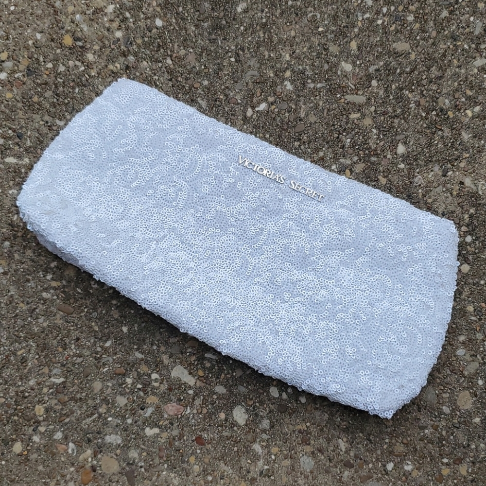 Victoria's Secret White Sequin Clutch Bag Purse VS